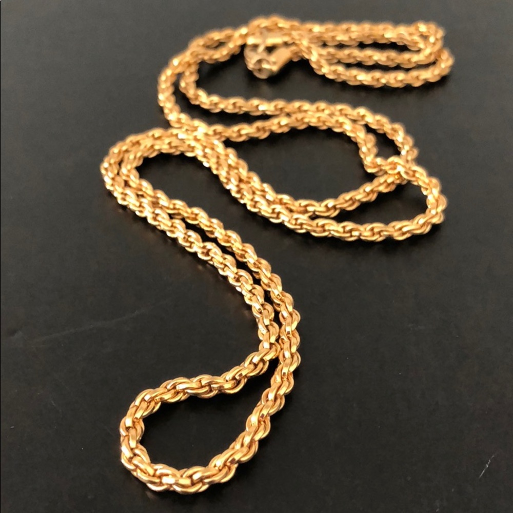 VINTAGE GOLD PLATED ROPE LONG CHAIN NECKLACE
